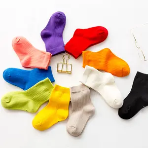 autumn children colorful cotton socks candy color school crew socks for girls and boys