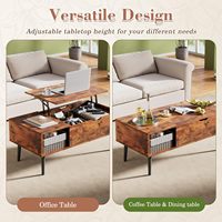 Compartiment caché moderne et grande étagère de rangement Table basse centrale en bois pour salon et bureau à la maison