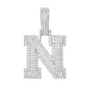 925 Silver 18K Gold Plated Letter M <b>Pendant</b> with D VVS Moissanite Trendy Hip Hop Jewelry Iced <b>Charm</b> - Product Image 4