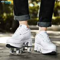 Chaussures à roulettes déformables automatiques SeeMore à double rangée, patins à roulettes invisibles 2-en-1 amovibles