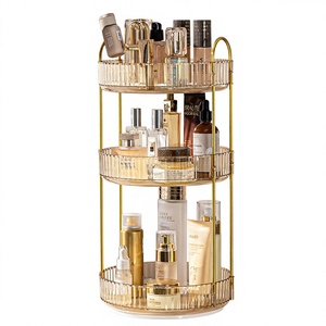 Estante de Baño de Lujo para el Hogar, Organizador Giratorio de Cosméticos para Dormitorio, Caja de Almacenamiento de Joyas sin Perforaciones, No Requiere Taladrar - Product Image 1