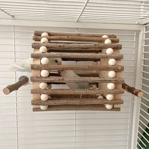 Échelle d'escalade et maison en bois pour perroquet, échelle à double sortie, <span class=keywords><strong>cabane</strong></span> en bois ventilée, décoration et jouet d'enrichissement pour cage à oiseaux - Product Image 2