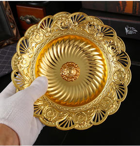 Assiette à fruits en métal de style arabe de haute qualité, assiette de buffet d'hôtel, assiette de présentation alimentaire, assiette pour plats froids et pâtisseries - Product Image 5