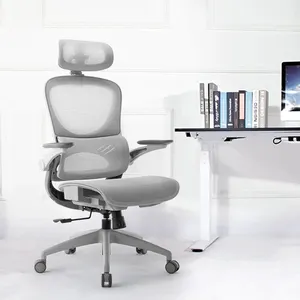 Furnitur kantor jaring modern kustom pabrik Tiongkok kursi kantor ergonomis eksekutif punggung ganda dengan penopang lumbar