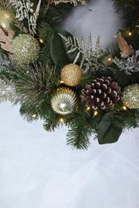 Décoration de Noël personnalisée, ornement d'arbre de Noël, design de mode, matériau naturel, couronne ronde - Product Image 3