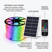 Vente directe d'usine, bande lumineuse LED RGB à énergie solaire, étanche IP67, télécommande, millions de couleurs, lampe de décoration de jardin extérieur