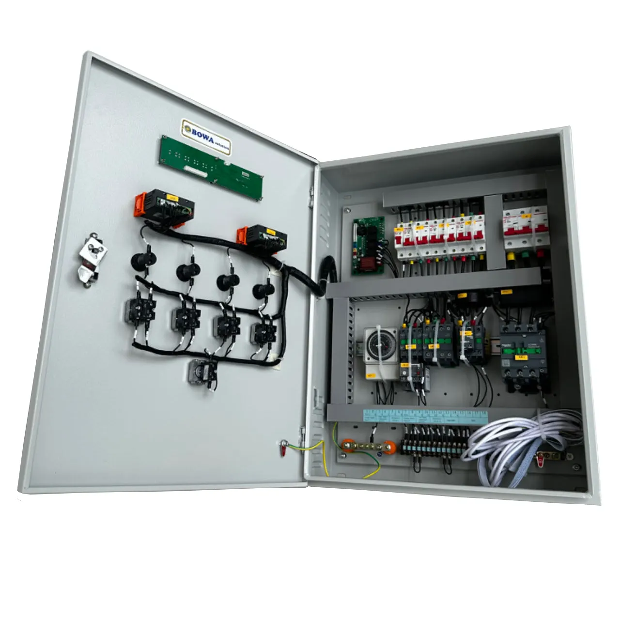El controlador lógico del sistema inteligente con caja eléctrica está diseñado para congelador en cascada de compresor dual 20HP R410a + R23 refrigerado por agua