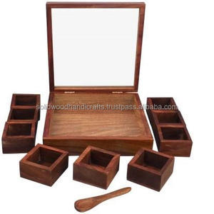 Conteneur d'épices attrayant en bois, 5 pièces, outil de cuisine - Product Image 1