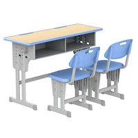 Ensemble table et chaise double en fer, moderne, réglable, durable et confortable, idéal pour l'école, les étudiants, la maison et le bureau – Vente directe usine