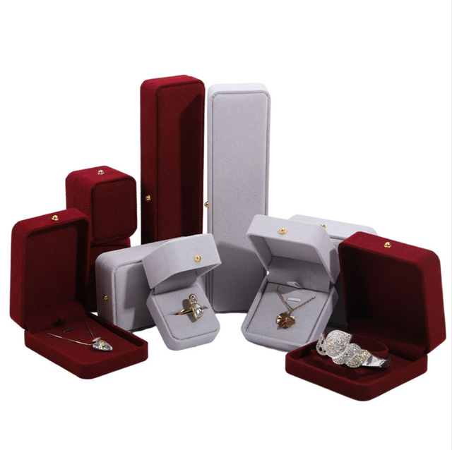 Hot Selling Custom Jewelry Box Velvet Box Ring Necklace Pendant Bracelet OEM Logo with Gold Buckle Jewellery Box