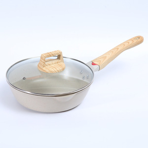 Non Stick Frying Pan Set Round Deep Pan For Induction Gas Stove With Wooden Handle 28cm - Product Image 2