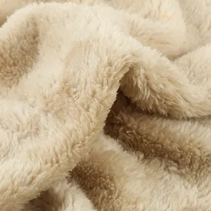 Tela de terciopelo tejida de poliéster, tejido polar de piel sintética, Sherpa, de buena calidad, barata