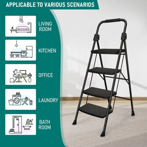 Échelle pliante industrielle moderne à 3 marches en acier, légère, portable, peu encombrante, avec marches larges antidérapantes, capacité <span class=keywords><strong>de</strong></span> charge <span class=keywords><strong>de</strong></span> 330 lb, pour atelier - Product Image 5