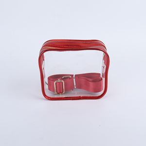 Sac messager rouge personnalisé pour femme, en PVC transparent, écologique, avec pochette organisatrice à ceinture, fermeture éclair étanche, bandoulière, portable pour l'hiver - Product Image 2