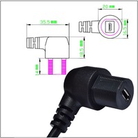 Kostenlose Probe Wasserdichtes 90-Grad-USB-2.0-Verlängerungskabel mit Micro-Stecker auf Micro-Buchse für Panelmontage