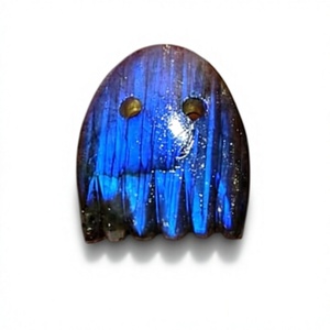 HARI OM CREATIONS, Lapislázuli Natural Certificado por IGI, Tallado en Forma de Fantasma, Color Azul Iridiscente, Gema Suelta para Joyería - Product Image 1