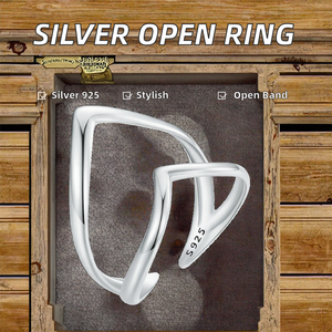 New Design Non Tarnish <b>Open</b> Knuckle Irregular Engagement <b>Ring</b> Fashion Jewelry Double 925 Sterling Silver Casual Gift - Product Image 2