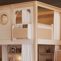 Lit superposé avec toboggan, lit superposé en bois pour enfants avec escalier, fenêtre et armoire pour garçons ou filles