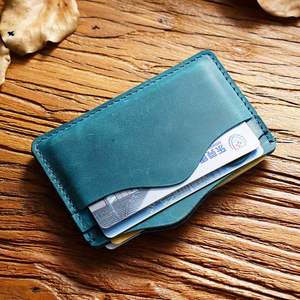 Tarjetero de Cuero Genuino Personalizado, Estilo Retro, Cartera Casual Hecha a Mano para Hombre, Cierre Abierto, Estilo Normcore/Minimalista, para Tarjetas de Visita - Product Image 3