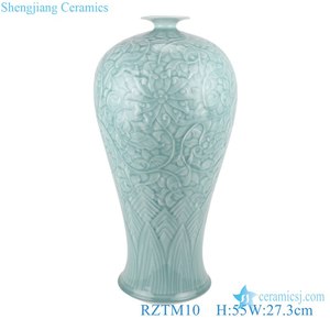 RZTM09 cristallo smaltato <span class=keywords><strong>ombra</strong></span> cielo ciano <span class=keywords><strong>vaso</strong></span> in ceramica peonia fiore avvolgimento intaglio forma irregolare <span class=keywords><strong>vaso</strong></span> di <span class=keywords><strong>fiori</strong></span> in porcellana - Product Image 4