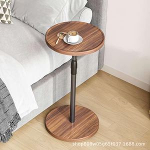 Mesa de Centro Redonda Simple con Altura Ajustable, Acabado de Madera Retro, Mesa Auxiliar para Sala de Estar o Dormitorio, para Usar con Sofá - Product Image 5