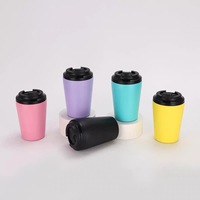 Vente en gros de tasses à café portables en acier inoxydable de 12 oz, à double paroi, avec logo personnalisé
