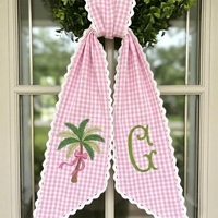 En gros, nœuds de couronne en toile de coton vierge pour broderie, personnalisables, avec bordure en zigzag, en tissu durable, pour la décoration de mariages et de fêtes