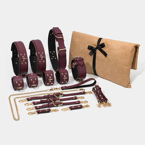 SM Bondage <b>Set</b> Handcuffs Footcuffs Restraints Chain Leash Strap Model T416 <b>Sexy</b> Adult Toy - Product Image 1