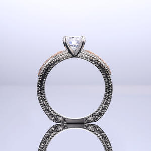 Anello di Diamanti F507 per Donna in Oro Bianco, Taglio Brillante Naturale Rotondo, Colore G, Anello di Fidanzamento con Diamanti Laterali - Product Image 6