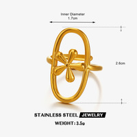 Cincin Terbuka Minimalis Geometris Garis Silang, Cincin Baja Anti Karat Bentuk X Bertekstur Personal untuk Wanita
