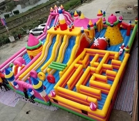 Parc gonflable intérieur commercial avec toboggan, mur d'escalade et parcours d'obstacles pour centre de divertissement pour enfants