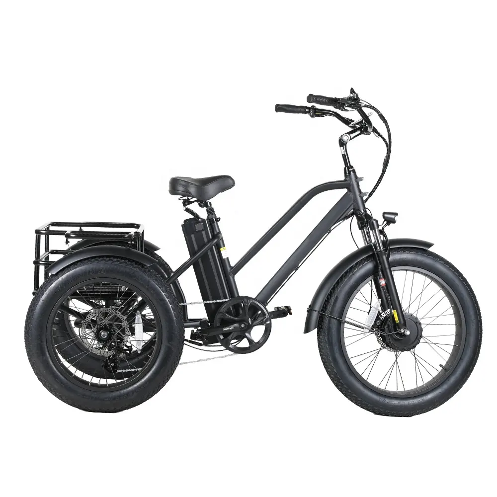 دراجة كهربائية بضائع US CA ، دراجة كهربائية ثلاثية العجلات بإطار سمين مع بطارية 48 فولت 15Ah S-amsung