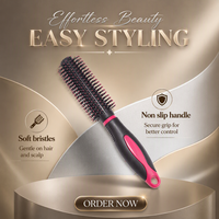 Ensemble de 3 brosses à cheveux professionnelles auto-nettoyantes, droites, avec manche en ABS personnalisé, brosses de massage, avec logo personnalisé pour un usage domestique