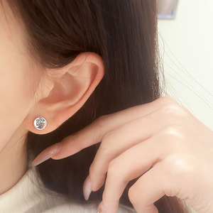 S925 Sterling <b>Silver</b> <b>Stud</b> Earrings Letter Design Round Shape For Women Everyday Wear Fine Jewelry - Product Image 3