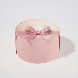 Boîte cadeau de la Saint-Valentin ronde en deux parties avec impression UV, boîte à bijoux de luxe personnalisée avec couvercle et base, avec insert en ruban - Product Image 2