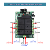 Système de commutateur de télécommande sans fil RF 6CH 6 CH DC 12V 24V 10A Relais Récepteur radio + Émetteur de télécommande 433 MHz