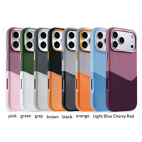 Étui de téléphone en cuir magnétique avec porte-cartes, cadre de caméra en métal, texture PU bicolore, coque pour téléphones mobiles pour iPhone 18 Pro Max