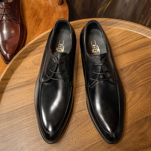 Chaussures en cuir pour hommes de style italien de qualité supérieure, formelles, à lacets, Oxford, faites à la main, personnalisées, pour mariage, bout pointu, antidérapantes - Product Image 1