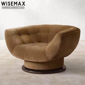 Sillón Individual de Ocio WISEMAX FURNITURE, Estilo Moderno y Lujoso, Tapizado en Tela, Respaldo Curvo Giratorio, para Sala de Estar - Product Image 3
