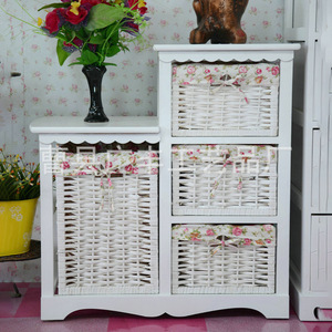 Mueble de Almacenamiento Estilo Rústico con 4 Cajones, Blanco, Mesa Auxiliar para Sala de Estar o Dormitorio - Product Image 4