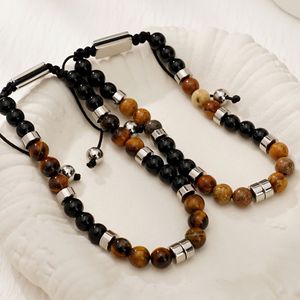 ขายดี! สร้อยข้อมือหินไทเกอร์อายแฟชั่นใหม่สุดฮิต ดีไซน์เก๋ ทำมือ ปรับขนาดได้ พร้อมหินแจสเปอร์  สำหรับทุกเพศ - Product Image 2