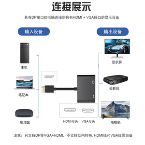 Adaptador Dp a HDMI y VGA, Hub de Plástico para Laptop, Computadora, Monitor y Pantalla - Product Image 4