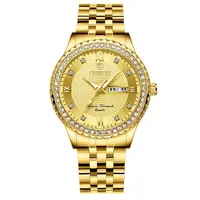 Orologio da uomo al quarzo in acciaio inossidabile con ciondolo orologio da polso di lusso con logo personalizzato diamanti dorati orologi da uomo