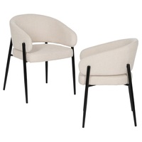 Chaise de salle à manger semi-circulaire rembourrée en tissu lin, chaise d'appoint pour la maison, le restaurant, l'hôtel