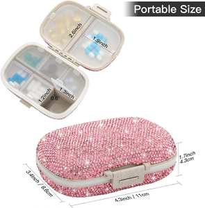 Portable 8 Compartments Daily Organizer, Bling Crystal Diamond Box, Small Travel Pill Case to Hold Vitamin, Fish Oil Custom Logo - Product Image 3