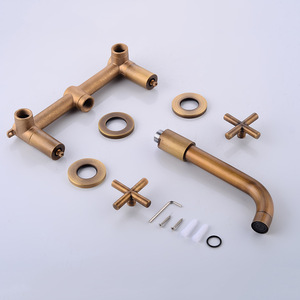 <span class=keywords><strong>Robinet</strong></span> de <span class=keywords><strong>lavabo</strong></span> encastré en cuivre massif à double poignée, classique, <span class=keywords><strong>3</strong></span> <span class=keywords><strong>trous</strong></span>, électroplaqué - Product Image 3