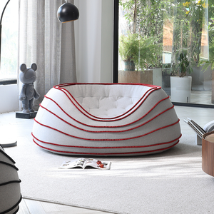 Fauteuil d'appoint modulaire en tissu minimaliste italien, sans structure, avec housse amovible, design incurvé, pour chambre à coucher - Product Image 3