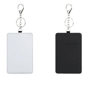 Porte-clés en cuir PU personnalisable par sublimation avec poche vierge pour cartes de visite - Product Image 3