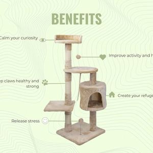 En gros, Arbre à chat luxueux et personnalisé pour la maison, avec grand condo pour animaux en peluche et griffoir en bois de sisal naturel - Product Image 5