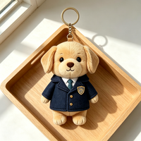 Porte-clés en peluche chien habillé sur mesure, animal en peluche doux, OEM ODM, cadeau de fête, approvisionnement en gros